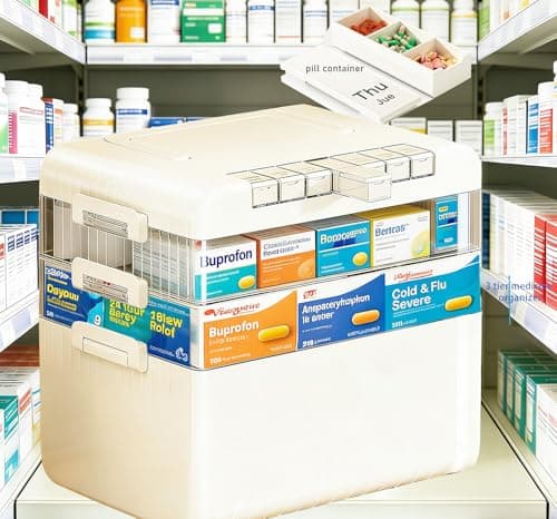 Dizaolive Large Medicine Cabinet Pill Organizer 3 Tier First Aid Storage with Foldable Handle Household Essentials Emergency Use - Thumbnail 2