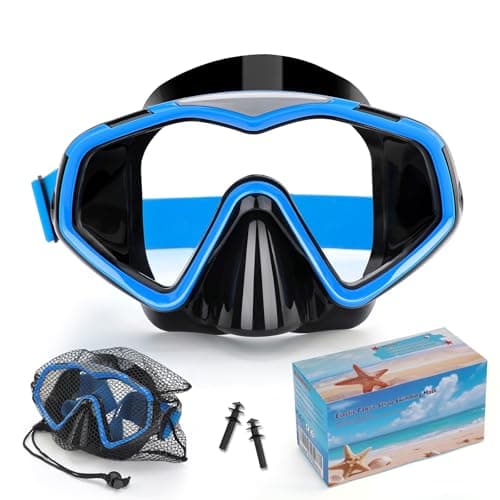 Diving Mask, Adults Swimming Goggles with Nose Cover, Anti-Leak Silicone Adult Snorkel Mask, Wide View Swim Goggles with Fabric Strap and Ultra Clear PC Lens - Image 1