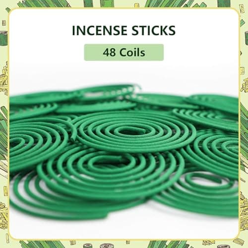 SCENTORINI Citronella Coils, 48 PCS Citronella Incense with Coil Holder, Suitable for Home Outdoor Use, Pool Side, Patio, Porches, Courtyards, Farms, Garden Planting Area - Thumbnail 3