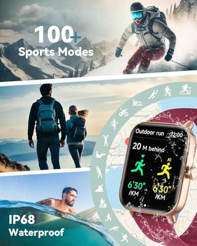 Quican Smart Watches for Women/Men, Smart Watch for Android Phones and iPhone Compatible, Alexa Built-in, 1.8" Fitness Watches for Women, IP68 Waterproof/Bluetooth Call, Heart Rate/Sleep Monitor, Red - Thumbnail 4