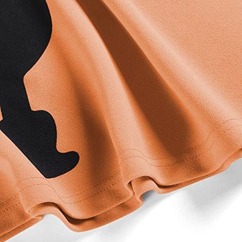 ZEZCLO Women Poodle Skirt 50s Vintage Pleated A-line Zipper Skirts Orange Pink M - Thumbnail 4