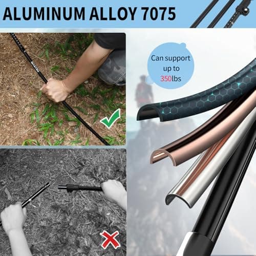 ISTATSO Portable Foldable Hiking Poles, 7075 Aluminum Adjustable Walking Sticks with Quick - Lock, Ideal for Hiking, Camping, and Mountain Trips 2pc Trekking Poles - Thumbnail 4