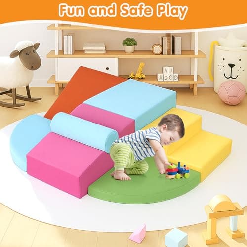 7PCS Climbing Toys for Toddlers 1-3 Inside, Foam Baby Climbing Blocks Soft Play Set for Toddlers 1-3, Corner Toddler Climbing Toys Indoor Baby Climbing Gym for Toddler Climbing Crawling and Sliding - Thumbnail 6