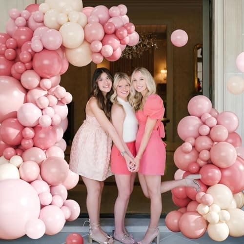 Dusty Pink Balloon Arch Kit 124Pcs Pink and White Balloon Arch Garland Kit Include Macaron Light Pink Sand White Balloons for Baby Shower Bridal Shower Wedding Birthday Party Decorations - Thumbnail 2