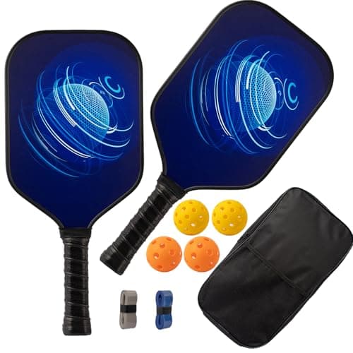 Pickleball Paddles Set of 2, USAPA Approved Fiberglass Surface Pickleball Set with 2 Pickleball Rackets,4 Pickleball Balls,1 Portable Carry Bag, Pickle Racket Set for Men Women (Blue) - Image 1