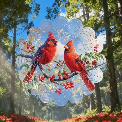 Cardinal for Women,Cardinal Hanging Wind Spinners Outdoor,Red Bird Wind Spinner, Cardinal Christmas Decor Hanging Wind Catchers Sculpture for Outside Decoration 12in - Image 1