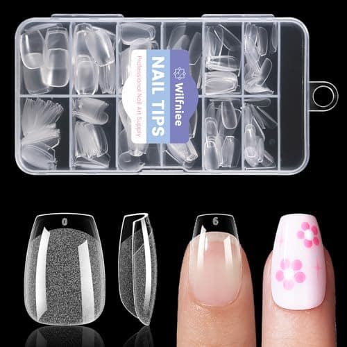 Extra Short Coffin Nail Tips: 240PCS Clear Gel Short Coffin Nails Tips, 12Sizes Full Cover Acrylic Pre-shaped Press on Fake Nail Tips for Nail Extension Home DIY Manicure - Image 1