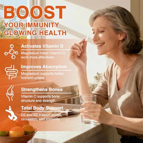 ZEBORA 6-in-1 Upgraded Vitamin D3 K2 Supplement, Vitamin D3 5000IU + Vitamin K2 MK7 100mcg for Bone & Immune Support, Efficient Absorption, Non-GMO, 120 Capsules - Thumbnail 6