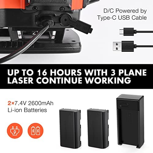 DOVOH 4x360° Laser Level 360 Self Leveling, 16 Line Laser Leveler for Construction Floor Tiling and Ceiling Rechargeable Green Beam 4D Plane Magnetic Bracket Included, K4-360G - Thumbnail 4
