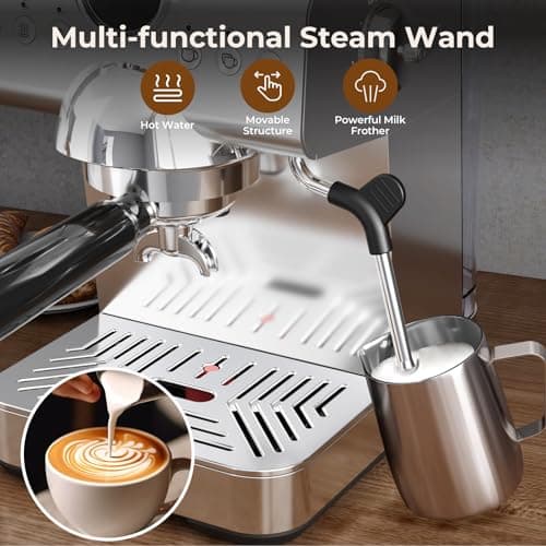 Havato 20 Bar Espresso Machine,Hot & Cold Brew Espresso Coffee Maker with Milk Frother,50oz Water Tank,LCD Display,Single & Double,Cappuccino & Latte Machine for Home - Thumbnail 4