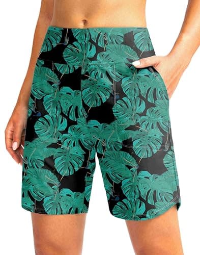 Viodia Women's 7" Swim Board Shorts High Waisted Modest Swimsuit Bathing Suit Beach Swimming Trunks for Women with Pockets - Image 1