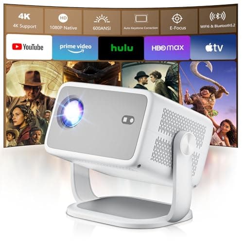 [ 800 ANSI Lumens ] 4k Projector 1080P Native, Electric Focus/Auto Keystone, Smart Projector with Built-in Apps, WiFi and Bluetooth Projector for Home/Outdoor Movies (2026 Upgrade, Grey) - Image 1