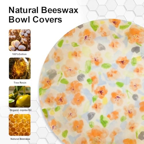 BERBAM Reusable Bowl Covers for Bread Proofing（2 Large）- Cotton Beeswax Bowl Covers Reusable with Elastic Rim, Sourdough Bowl Cover for Food Storage and Food Preservation (10INCH) - Thumbnail 4