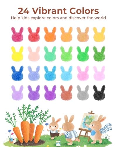 JUPITEARTH Carrot Crayons for Kids 24 Colors, Non Toxic Beeswax Toddler Crayons with 30-Page Coloring Book and 120 PDF Pages, Mess-Free Coloring for Kids Art Supplies Gift - Thumbnail 5