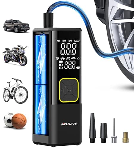 Tire Inflator Portable Air Compressor, 150 PSI Cordless Air Pump for Car Tires with Digital Pressure Gauge, 3X Faster Tire Pump for Cars, Motorcycle, Bicycle, Balls with LED Light, Auto Shut-Off - Image 1