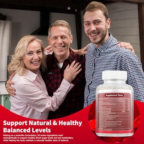 Blood Sugar Complex Supplement – Supports Healthy Blood Sugar in Normal Range, Natural with 20 Active Ingredients Including Cinnamon, Bitter Melon, Fenugreek Seeds & Vitamins, Non-GMO, 60 Capsules - Thumbnail 6