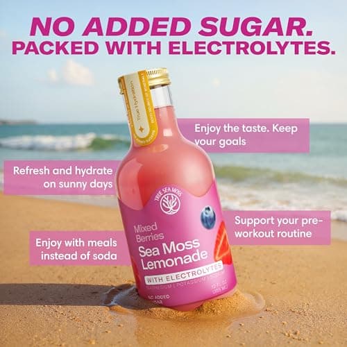 True Sea Moss Mixed Berry Lemonade – Single Flavor Pack with Classic & Electrolyte Formula Variation – Hydration Drink – 4 × 12 fl oz Bottles – Made in USA - Thumbnail 5