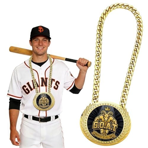 Opxuliix Goat Medal Awards Turnover Chain - Greatest of All Time – 6 Inch Big Gold Champion Necklace for Sports Achievements,Fantasy Football League Winner Office Party Favors & Top Sales Recognition - Image 1