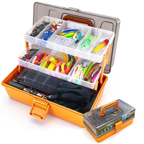 DIGOAKO Large 3-Layer Fishing Tackle Box with Tackle Included, All-in-One 417 Pcs Fishing Lures Kit with Small 2-Sided Box & Gloves for Anglers, Complete Freshwater Bass Fishing Gear, Gift for Men - Image 1