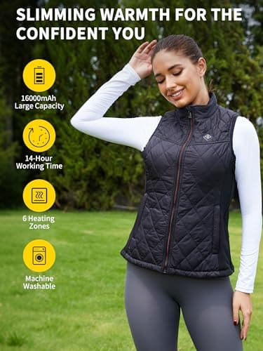 PETREL Heated Vest for Women with Battery Pack, Included 5V 16000mAh, Electric Rechargeable Heated Coat, Lightweight heated jackets for women with 3 Heating Levels, Heating Vest for Hunting & Cycling - Thumbnail 3