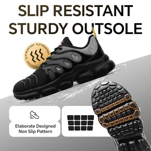 DRRHINO Steel Toe Shoes for Men Women Comfortable Lightweight Work Sneakers for Men Composite Toe Safety Sneakers Men's Slip Resistant Indestructable Construction Safety Shoes - Thumbnail 5