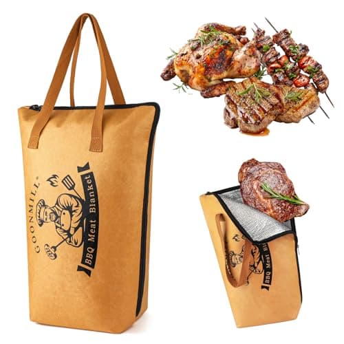 GOONMILL BBQ Blanket for Resting Meat, BBQ Brisket Blanket Meat Resting Bag with Handle, Reusable Smoker Grilling Meat Insulated Resting Bag, BBQ Accessories for Large Brisket/Beef/Turkey 21in