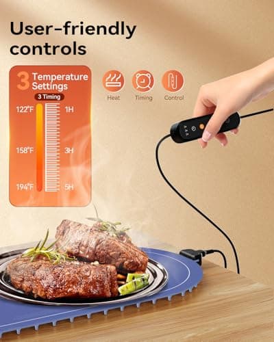 Warming Mat for Food Extra Large, 36"x15" Food Warming Mat with Heat Insulation Pad, Silicone Heating Mat for Food, Rollable & Portable, Food Warmers for Parties Buffet,Gatherings,Everyday Use - Thumbnail 5