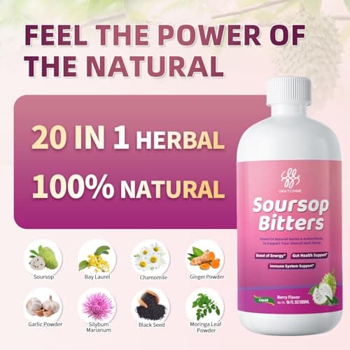 iMATCHME Soursop Bitters Liquid for Digestive & Gut Cleanse, Antioxidant,Skin Health,Cell Regeneration,Immune & Mood Support,Herb Soursop Tea 16 fl oz - Thumbnail 3