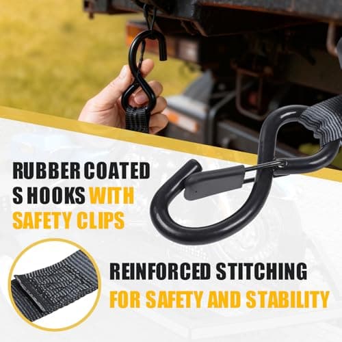Ayaport Retractable Ratchet Straps 1in X 12ft(2PK)-1500lb Break Strength, Heavy Duty Ratchet Straps Self Retractable Tie Downs with Soft Loops for Motorcycle, Dirt Bike, Cargo, Truck Accessories - Thumbnail 4