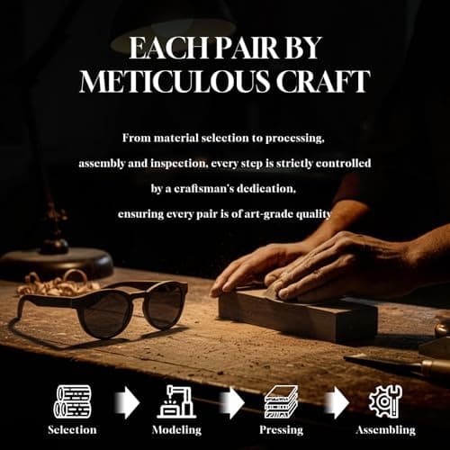 SUNGAIT Premium Walnut Wood Sunglasses Womens Classic Round Polarized Vintage Wooden Shades UV400 (Walnut Frame/Grey Lens) - Thumbnail 3