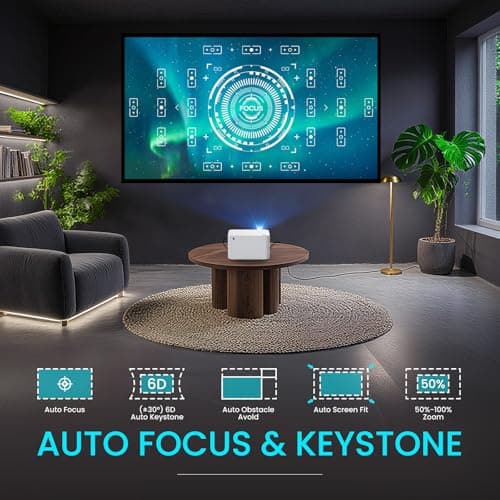 [Built-In App Smart Projector and Fresnel 85% ALR Screen] Daylight Screen 1.8dB Gain 100% sRGB Support 8K/4K 75", Home Theater Projector Auto Focus Dolby Audio WiFi 6 Bluetooth 5.4 Native 1080P - Thumbnail 6