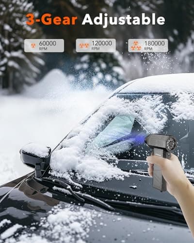 Compressed Air Duster, 180000RPM Electric Air Duster, Rechargeable Cordless Air Blower with 3-Gear Turbo Fan, Canned Air Alternative for Keyboard, PC, Computer, Car, Home & Outdoor Use (Pure Black) - Thumbnail 4