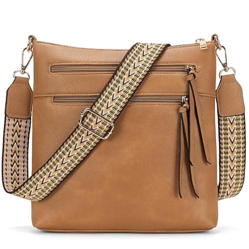 GEMIU Vegan Leather Crossbody Bags for Women Trendy Shoulder Handbag with Multi Pocket Adjustable Wide Strap Camel Purse - Image 1