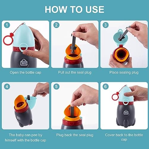 DIJIAMEIYA Portable Potty for Kids – Leak-Proof Rocket Travel Urinal for Boys & Girls, Lightweight Road Trip Essential for Car, Camping, Potty Training, Easy-Clean Reusable Pot(Quiet Blue) - Thumbnail 6