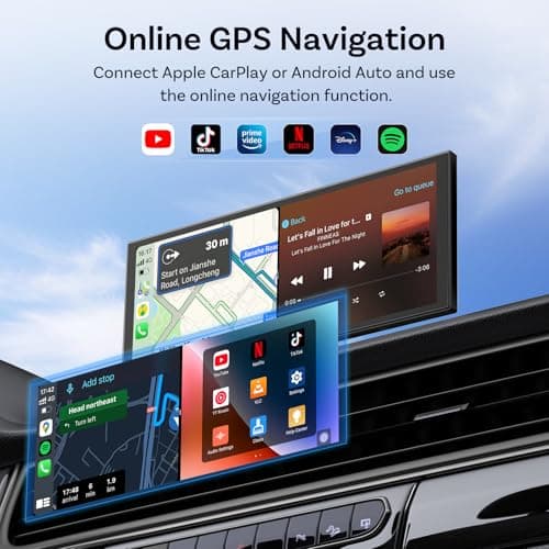 OTTOCAST ScreenFlow, 11.4" Portable CarPlay Screen for Car with Netflix YouTube and Backup Camera for iPhone(iOS 8+) Android Auto(Android 10+), Built-in Apps, Android 13 OS - Thumbnail 3