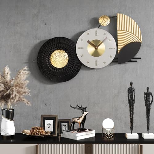 Tiuposr 26x16 Inches Large Modern Irregular Wall Clock, Unique Silent No-Ticking Battery Operated Decorative Clocks for Living Room, Bedroom, Kitchen, Home Office, Entryway - Image 1