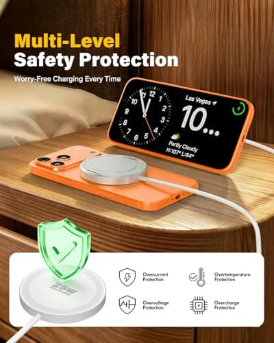 Magnetic Wireless iPhone Charger Fast Phone Charger with Kickstand, 6FT 25W Fast Phone Charging Pad Wireless Magnetic Charge for iPhone 17/17Air/16 Pro Max/16 Plus/15 Pro Max/AirPods3/2/Pro White - Thumbnail 4
