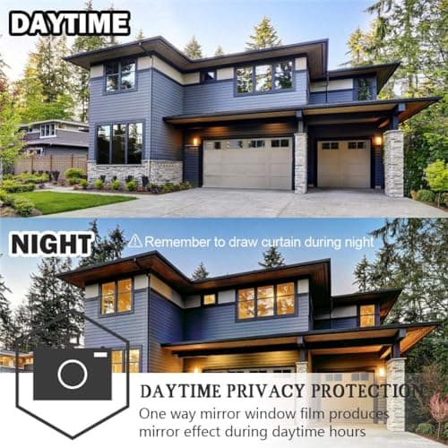 One-Way Privacy Window Film, Daytime Window Film, Sun Protection and UV Protection Non-Adhesive Privacy Film, Reflective Window Film for Home and Office（Silver） - Thumbnail 5