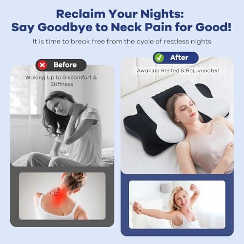 DONAMA Cervical Neck Pillow for Pain Relief, Orthopedic Contour Neck Pillow with Memory Foam Ergonomic Pillows with Dual Heights for Back, Stomach and Side Sleepers (Dark Black) - Thumbnail 4
