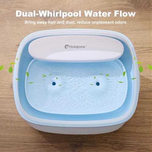 HOLAPAW Dog Water Fountain for Large Dogs, 2.1Gal/8L Dog Water Bowl Dispenser, No Spill Automatic Pet Water Fountain for Dogs Cats Multiple Pets with Ultra Quiet Pump, 3 Filter Replacement, Blue - Thumbnail 2