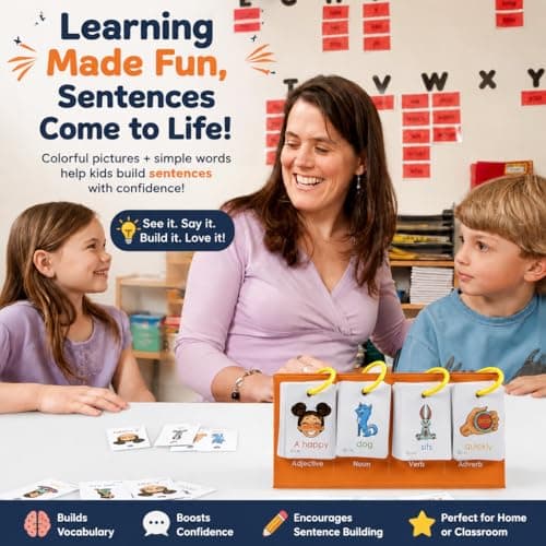 Alened Sentence Building Flash Cards for Kids Ages 5-8, Learn to Read Phonics Toy, Word Games, Speech Therapy Materials, Education Kindergarten Classroom Must Haves for 1st 2nd Grade - Thumbnail 2