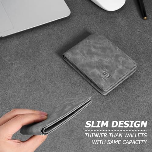 Gostwo Slim Rfid Wallet for Men Minimalist Leather ID Window Front Pocket Bifold Wallet Bussiness Card Holder Gift for Men - Thumbnail 4
