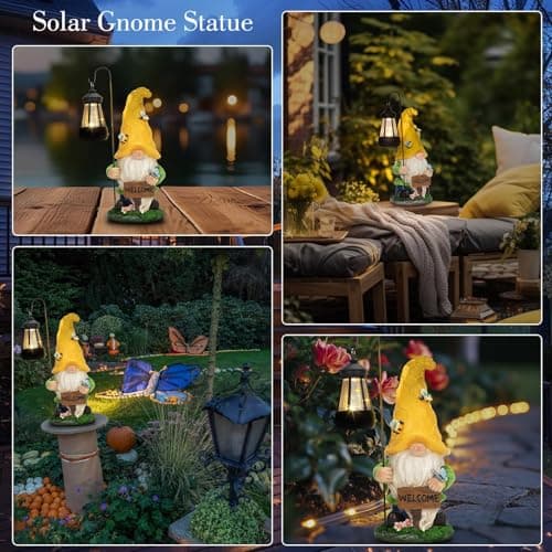 DoYouzhuo8 Christmas Gnomes Outdoor Statue with Solar Lights, Waterproof Solar Garden Gnomes Decorations for Yard with Lantern Light Outdoor Decorations for Patio Mom Gift - Thumbnail 5