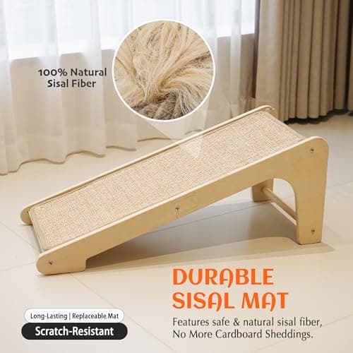 PETKARAY Cat Scratcher, Cat Sisal Scratching Ramp, L Shape Cat Scratch Pad for Indoor Cats, Wall Furniture Protector with Catnip Large - Thumbnail 3