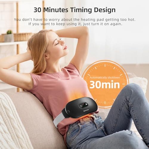 Portable Cordless Heating Pad:COSYGLOW 6 Heat Levels 6 Massage Modes, 3S Fast Heating, Electric Heating Pad,Gifts for Women(Black) - Thumbnail 3