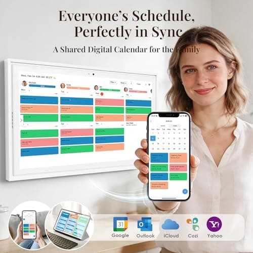 Digital Calendar: 15.6-inch Wall Planner Digital Calendar & Chore Chart with Video Call, 2K Smart Touchscreen Interactive Display for Family Schedules, 4+64GB, Wall/Desk Mountable, Great for Organizing Your 2026 Calendar - Thumbnail 2