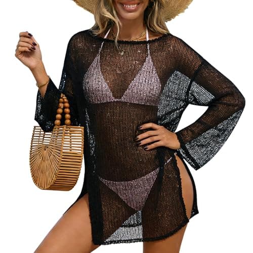 Rioofinx Women Swimsuit Coverup Bikini Cover Up Bathing Suit Cover Up Dress 2026 Summer Beach Vacation Clothes Black XL - Image 1