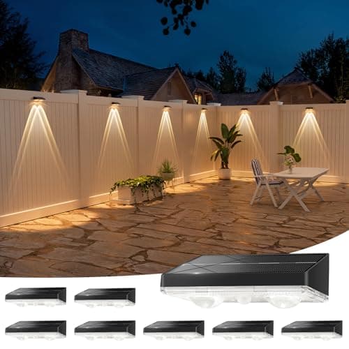 NIORSUN Solar Fence Lights,8 Pack Solars Deck Light,Warm White Color,Outdoor Bulb Waterproof Led IP65,Power Patio Lamp with Lenses for Outside/Backyard/Railing/Yard(Black) - Image 1