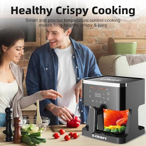 APSARAS USA Air Fryer Glass, 5.2QT Convection Oven Glass Air Fryer Non Toxic, Transparent Fry Bowl | Cook Shrimp, Steak, Fries, Wings, Chicken & More | Precise Temperature Control & Time - Thumbnail 6