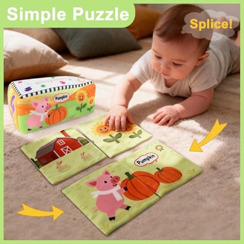 KUANGO Baby Toys 6 to 12 Months - Tissue Box Toy, Soft Crinkle Stuffed Montessori Toys for 6 7 8 9 10 Month Old Infant Sensory Newborn Toys Baby Boys Girls Gifts - Thumbnail 4